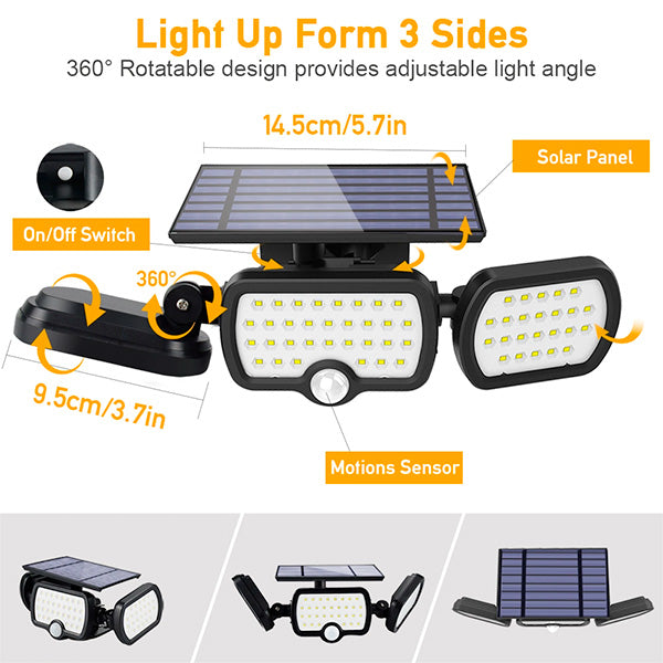 PROJECTEUR SOLAIRE TRIPLE AVEC DETECTEUR | Casse les prix
