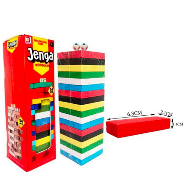 JEU JENGA EN BOIS COULEUR 54 PIECES | Casse les prix